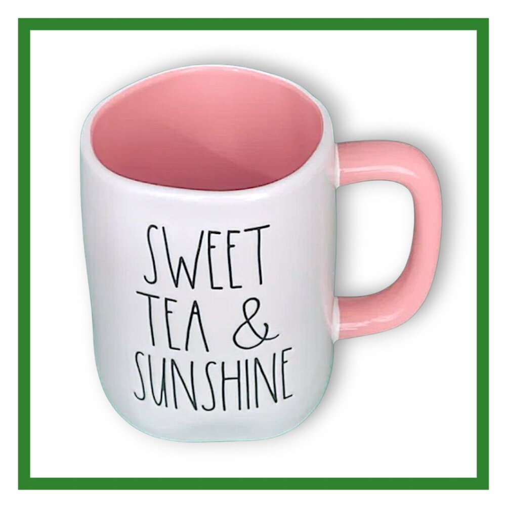 Rae Dunn "Sweet Tea and Sunshine" White and Pink 16oz Ceramic Mug